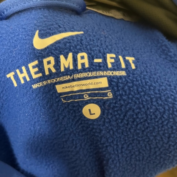 Nike Therma Fit Mens Blue Large Hoodie Sweatshirt Gym Running Training Casual - Picture 3 of 3